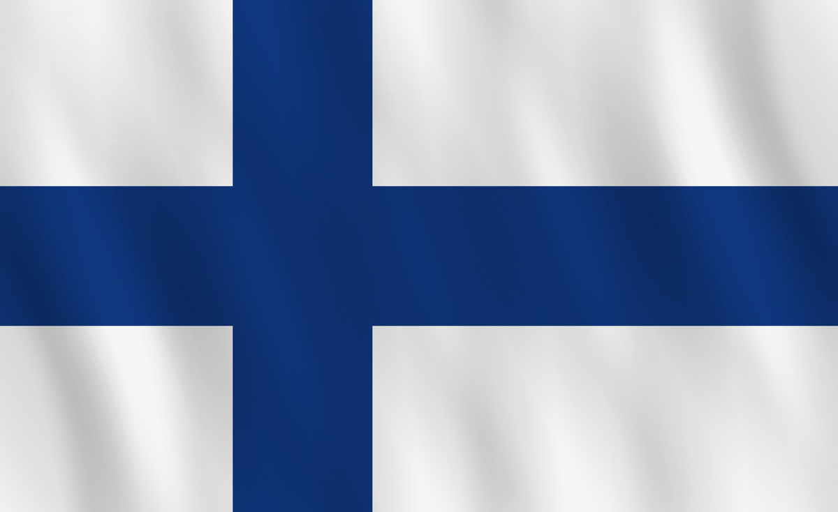 Finland Flag with Waving Effect, Official Proportion.